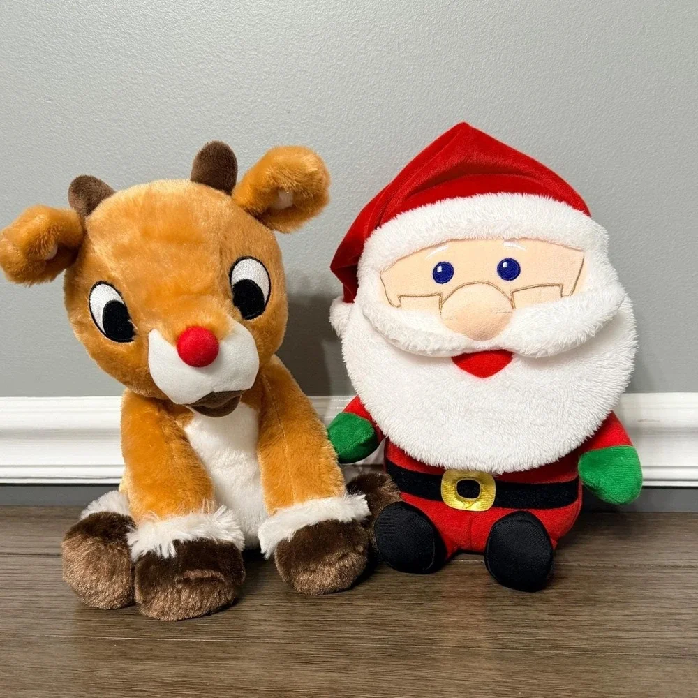 Kohls Cares Rudolph and Santa Plush Christmas Holiday Stuffed Animal Set 10